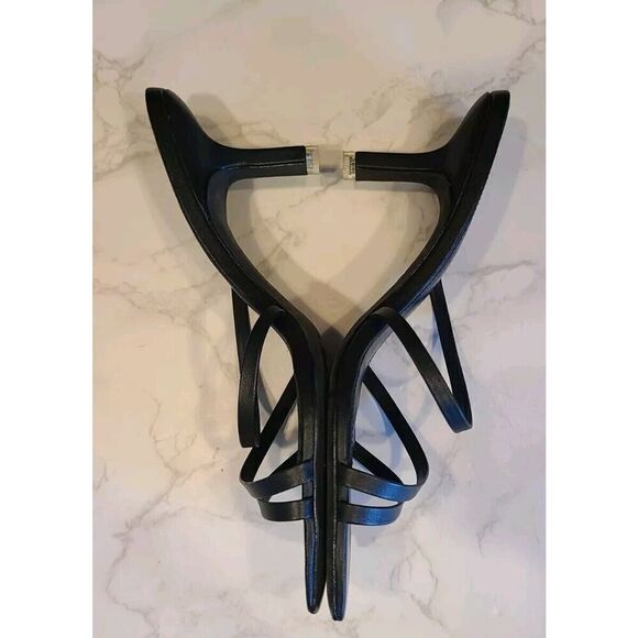 BLACK SUEDE STUDIO Felicity Women's Black Leather Heels, 2½" Y2K Strappy | 8B - Picture 4 of 15